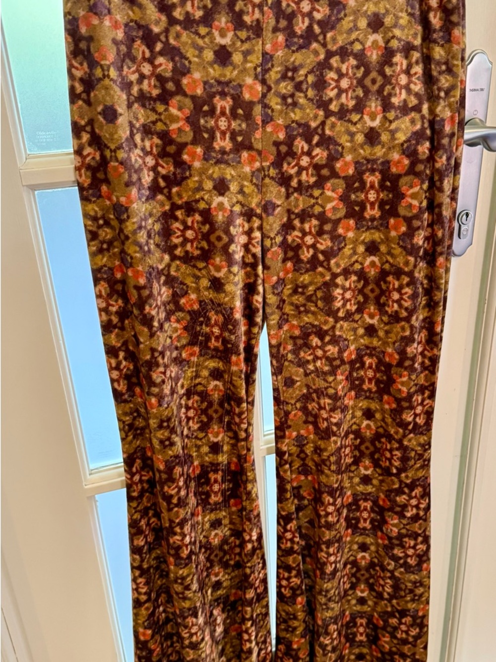 Free People Olive & Brown Patterned Flare Pants